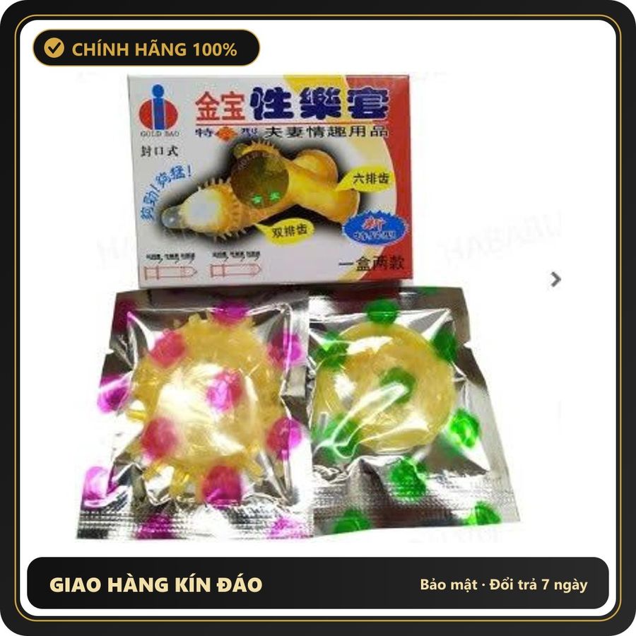 (Che Tên) Bao cao su tăng khoái cảm Gold Gai hộp 2 chiếc chính hãng [Mã CK-SP913115-02] Hộp Trắng Kín