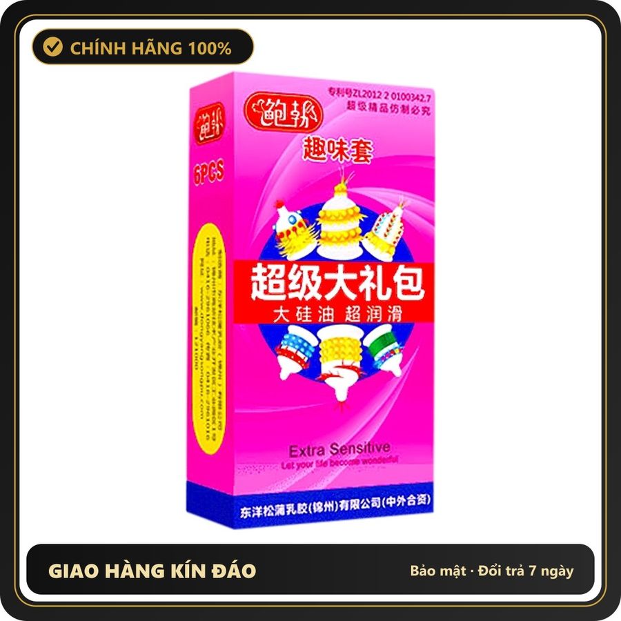 (Che Tên) Hộp 6 Bao Cao Su Tổng Hợp Gai Bi Râu Soắn Ốc Sensitive [Mã CK-SP913115-07] Bảo Mật Tuyệt Đối