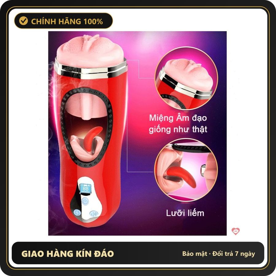 (Che Tên) Âm đạo giả rung rên toả nhiệt kèm lưỡi rung chuyển động Jiuai Masturbation Cup [Mã TOY-10140] - Hàng Mới Về