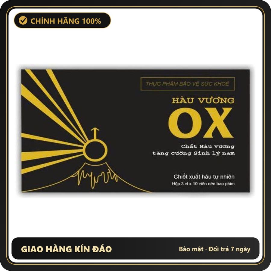 (Che Tên) Hàu vương OX tăng cường sinh lý nam giới kéo dài thời gian quan hệ cải thiện xuất tinh sớm - Hộp 30v Bảo Mật Tuyệt Đối