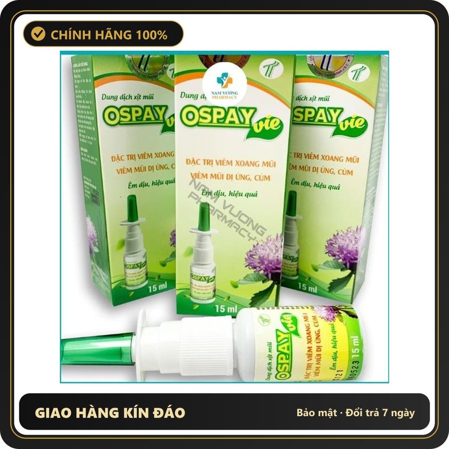 (Che Tên) Ospay Vie - Nước xịt mũi kháng khuẩn, giúp thông mũi, ngạt mũi, khó thở - Hộp 15ml Hỗ Trợ 24/7
