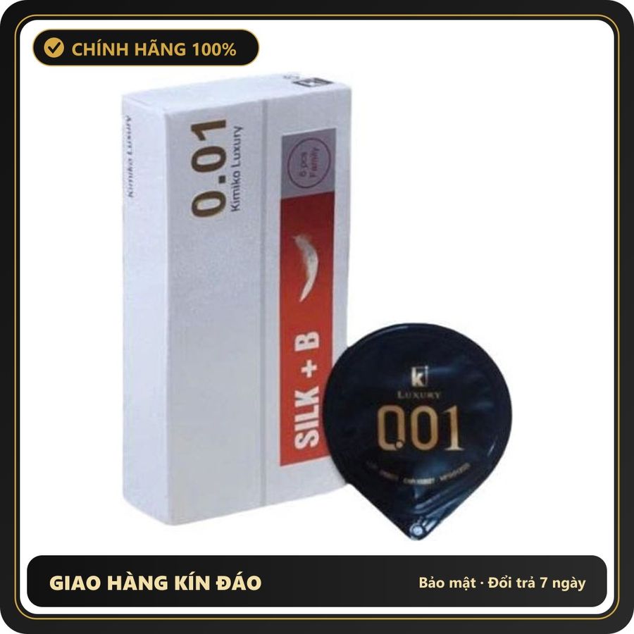 (Che Tên) Bao cao su Kimono Luxury chính hãng cao cấp siêu mỏng 001 mang lại cảm giác chân thật - Hộp 6 bao - Hàng Mới Về