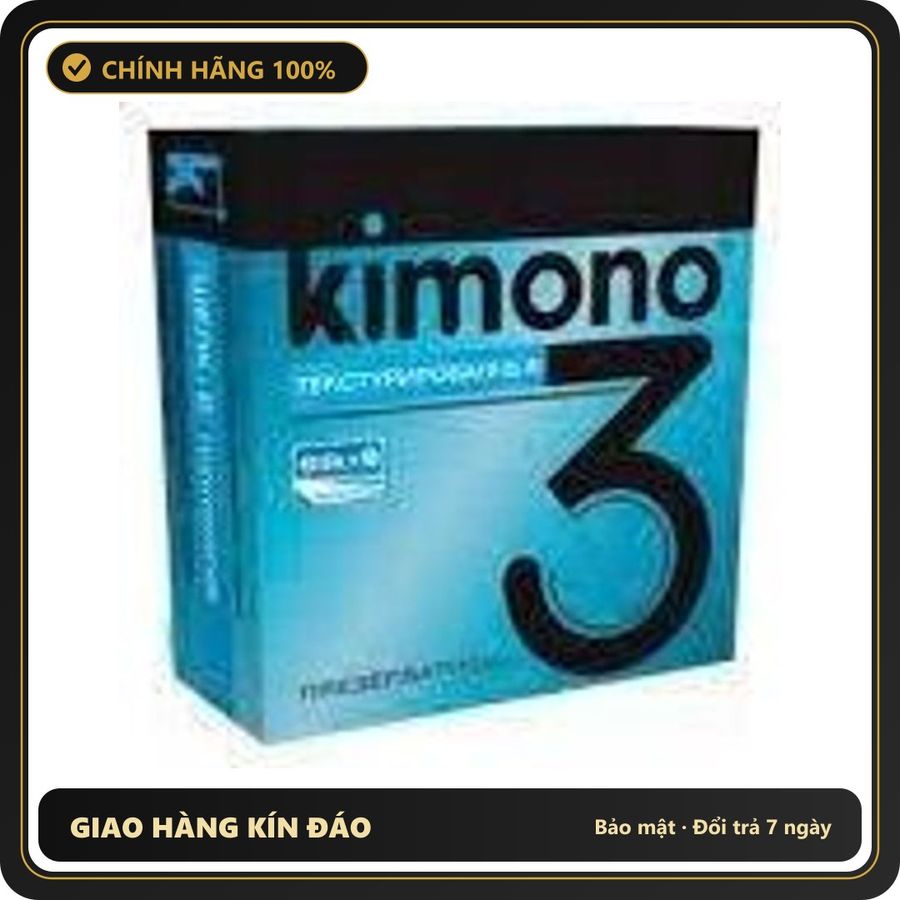 (Che Tên) Bao cao su Kimono Blue kết hợp gân gai co thắt mang lại cảm giác mới lạ – Hộp 3 bao Giao Nhanh Toàn Quốc