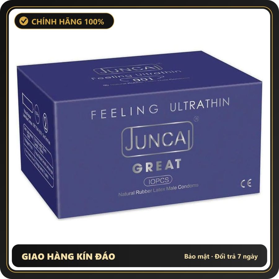 (Che Tên) Bao cao su Juncai Great hương dâu siêu mỏng 001, size lớn 55mm, cảm giác chân thật – Hộp 10 bao Hỗ Trợ 24/7
