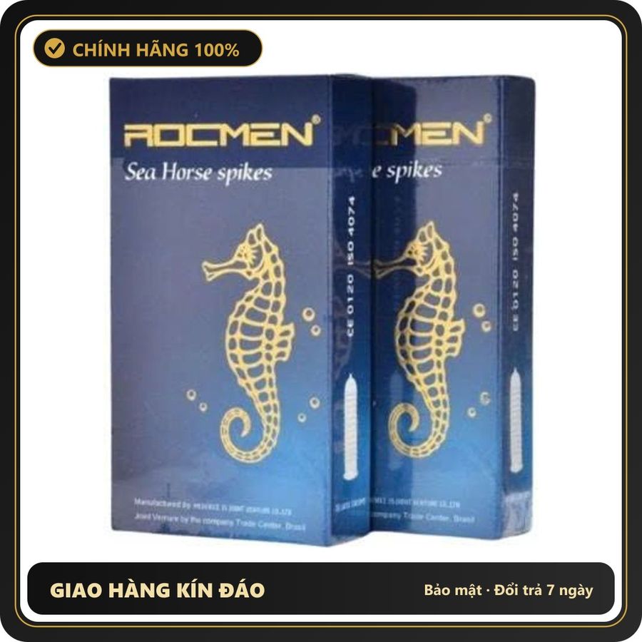 (Che Tên) Bao cao su Rocmen Sea Horse có gai liti, siêu mỏng 001 mang lại cảm giác chân thực - Hộp 10 bao Bảo Mật Tuyệt Đối