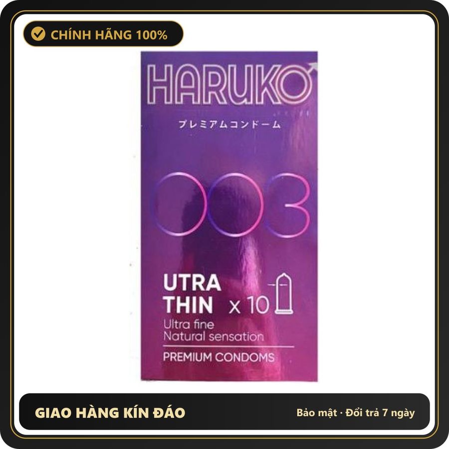 (Che Tên) Bao cao su Haruko Hương chuối Siêu mỏng mang lại cảm giác chân thật - Hộp 10 bao Hỗ Trợ 24/7