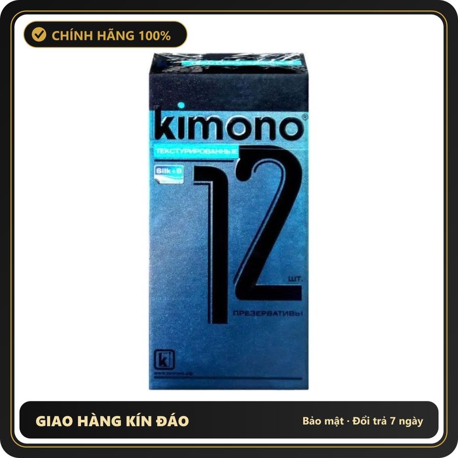 (Che Tên) Bao cao su Kimono Blue kết hợp gân gai co thắt mang lại cảm giác mới lạ – Hộp 12 bao Cao Cấp Bảo Đảm
