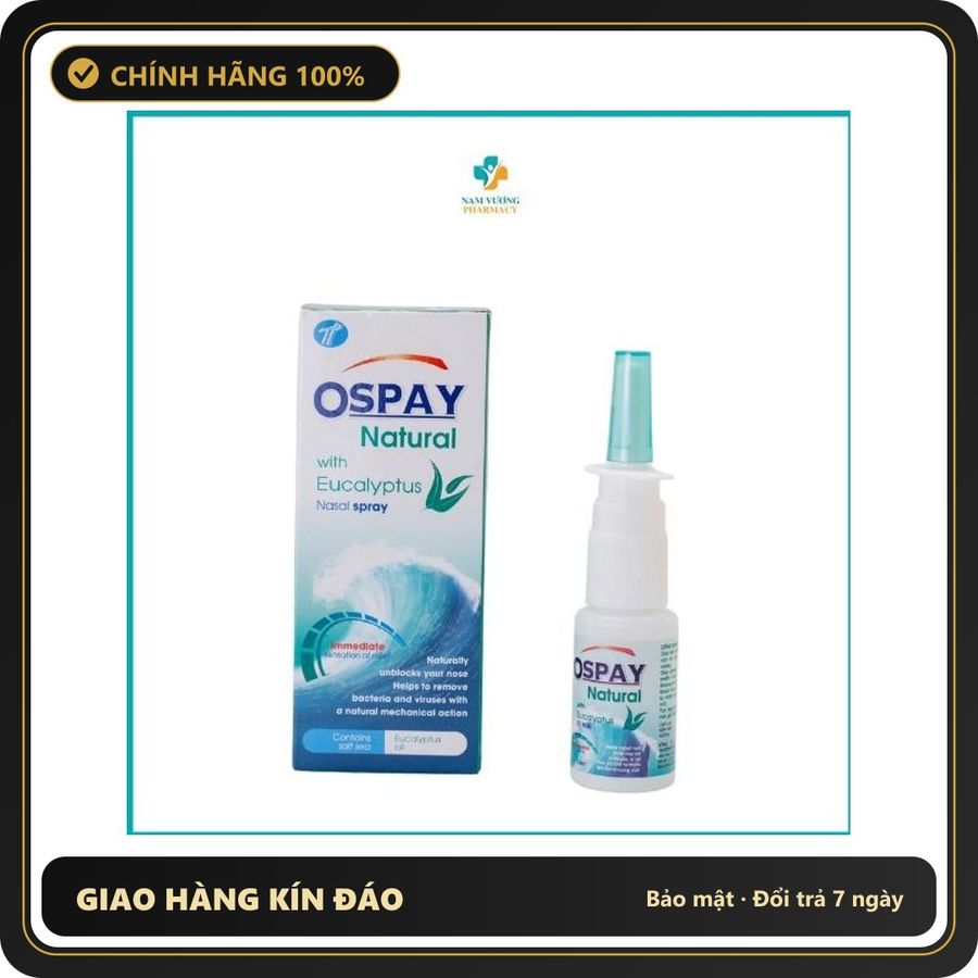 (Che Tên) Ospay Natural-Nước xịt rửa mũi giúp làm giảm nghẹt mũi,sổ mũi, loại bỏ vi khuẩn, vệ sinh khoang mũi Bảo Mật Tuyệt Đối