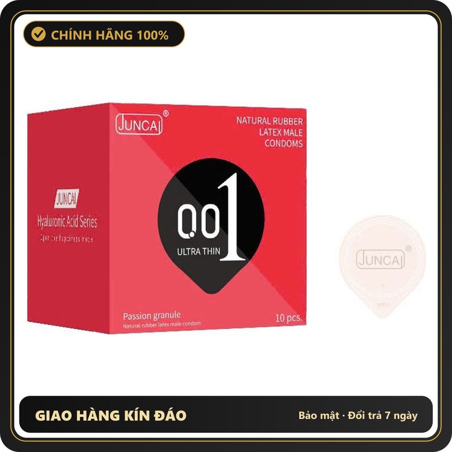 (Che Tên) Bao cao su Siêu mỏng JUNCAI 001 Passio Granule Kéo dài cuộc yêu, gai liti mang lại cảm giác mới lạ - Hộp 10 bao Bảo Mật Tuyệt Đối