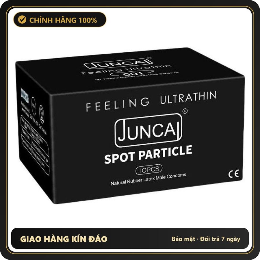 (Che Tên) Bao cao su Juncai Spot Particle siêu mỏng 001, gai liti đan xen, cảm giác mới lạ – Hộp 10 bao Chuẩn Auth