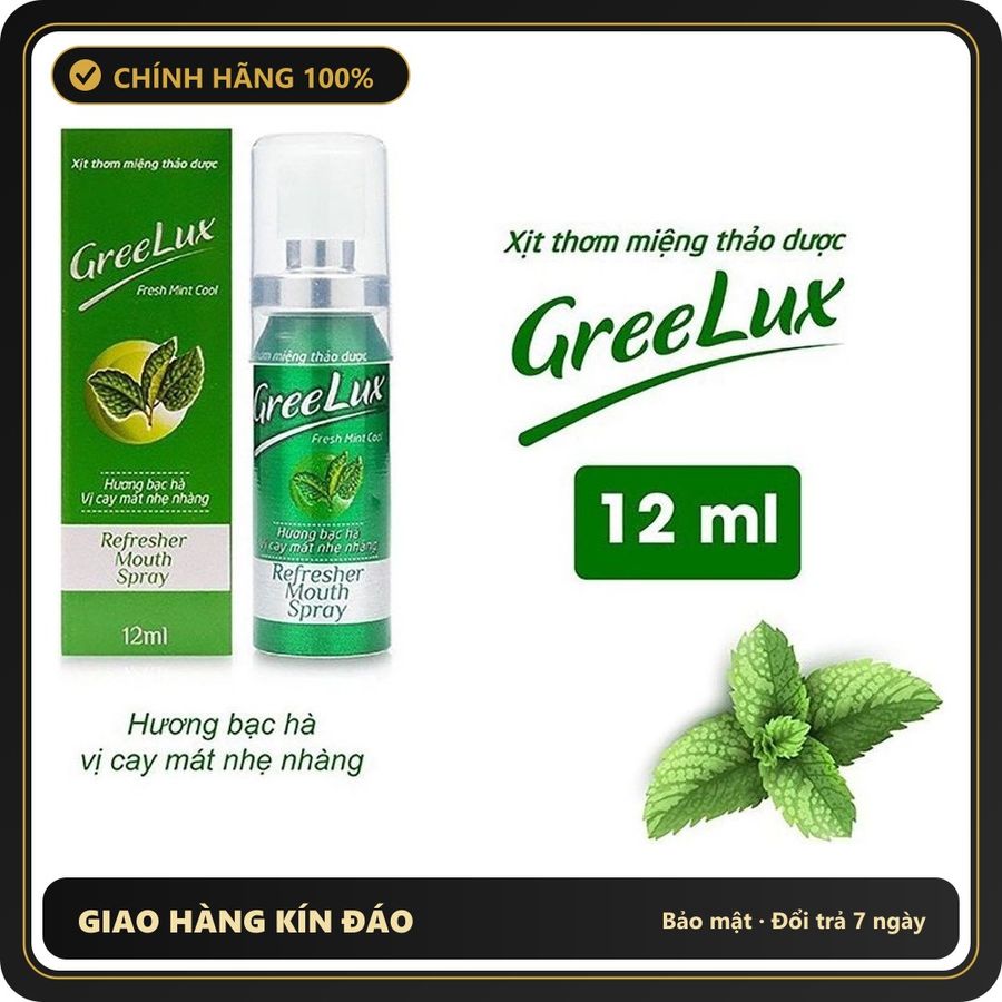 (Che Tên) Xịt Thơm Miệng Greelux Fresh Mint Cool (vị cay mát nhẹ nhàng) Chuẩn Auth
