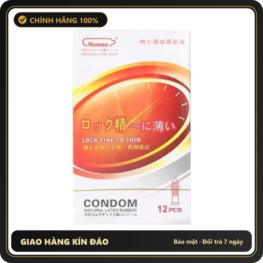 (Che Tên) Bao cao su Romax Rock Thin siêu mỏng mang lại cảm giác chân thật - Hộp 10 bao Cao Cấp Bảo Đảm
