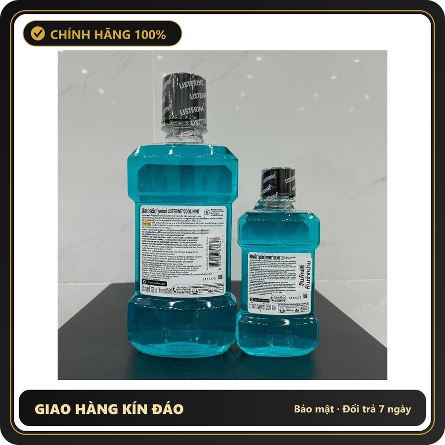 (Che Tên) Nước súc miệng Listerine Cool Mint diệt khuẩn giữ hơi thở thơm mát suốt ngày dài, tự tin giao tiếp Cao Cấp Bảo Đảm