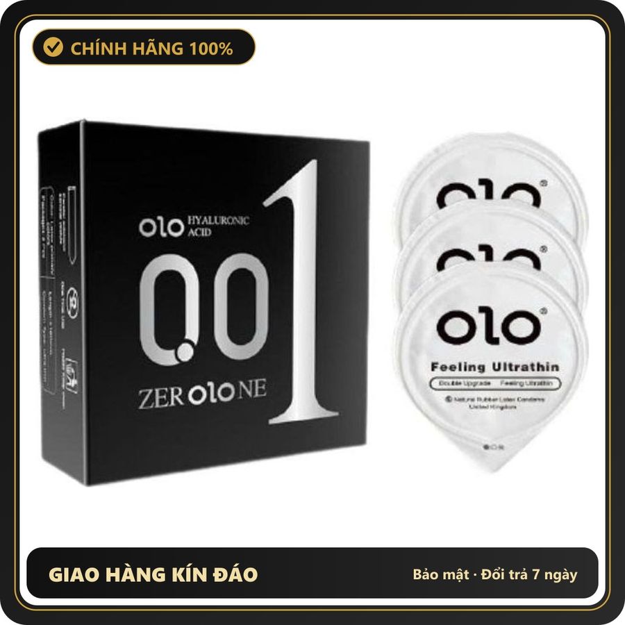 (Che Tên) Bao cao su siêu mỏng 001, trơn, nhiều gel, mang lại cảm giác chân thật - Hộp 3 bao Chuẩn Auth