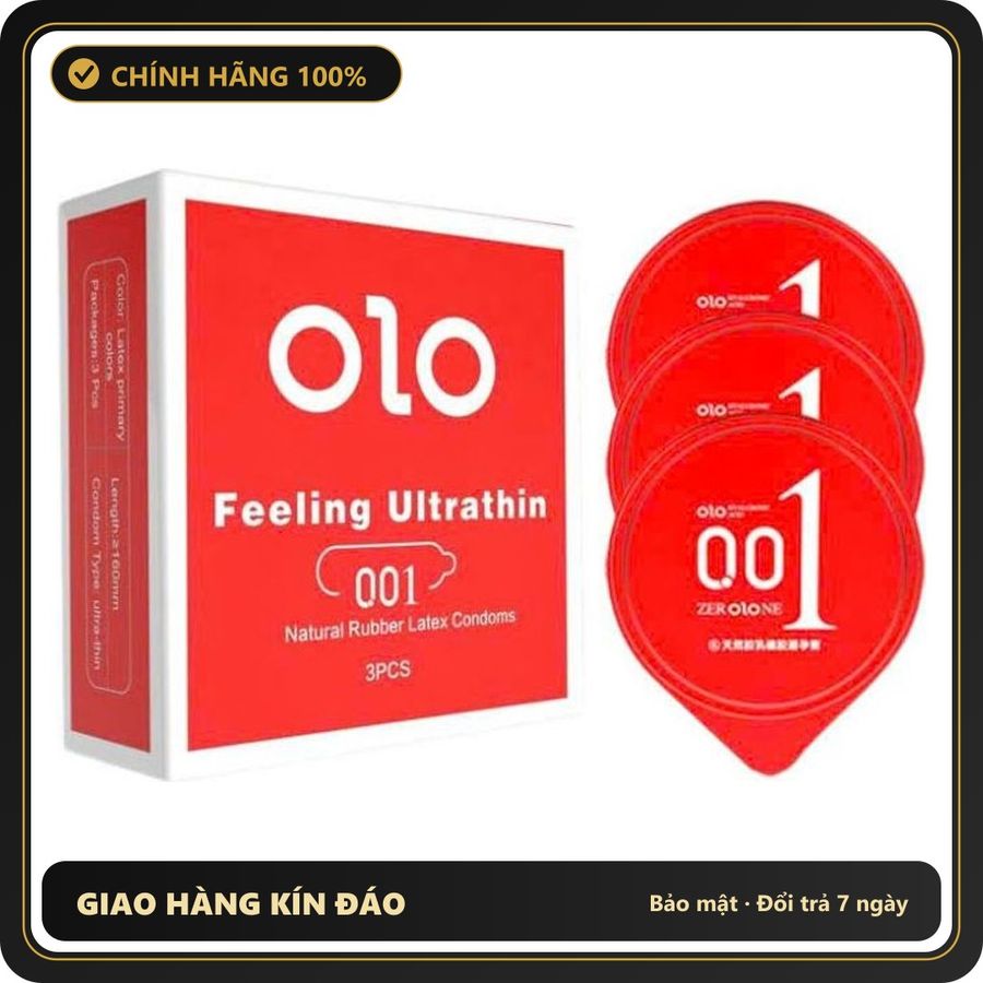 (Che Tên) Bao cao su siêu mỏng 001, nhiều gel, truyền nhiệt, cảm giác nóng bỏng - Hộp 3 bao Hỗ Trợ 24/7