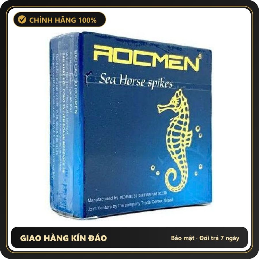 (Che Tên) Bao cao su Rocmen xanh vị bạc hà gân gai siêu mỏng kéo dài thời gian quan hệ - Hộp 3 bao Chuẩn Auth