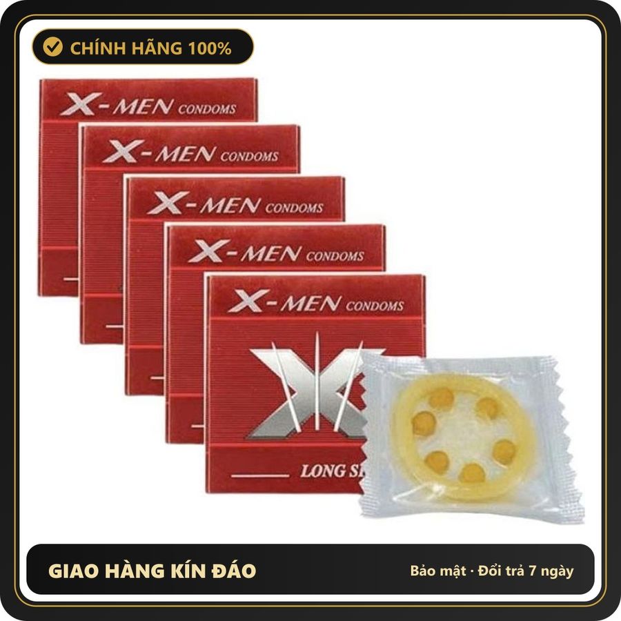 (Che Tên) Bao cao su Xmen kết hợp 6bi nổi đặc biệt mang lại cảm giác mới lạ - Hộp 1 bao Hộp Trắng Kín