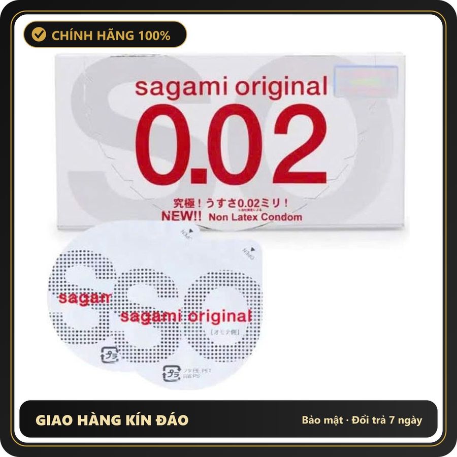 (Che Tên) Bao cao su Sagami Nhật Bản siêu mỏng 002 mang lại cảm giác chân thật - Hộp 2 bao Giao Nhanh Toàn Quốc