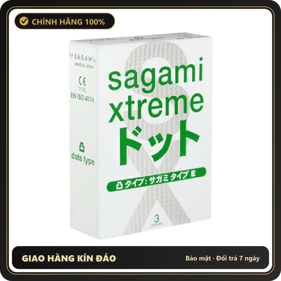 (Che Tên) Bao cao su Gân Gai SAGAMI XTREME WHITE xuất xứ Nhật Bản - Hộp 3 bao Giao Nhanh Toàn Quốc