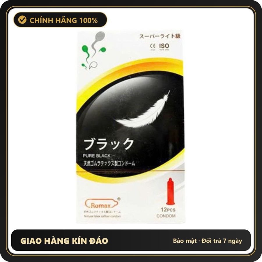 (Che Tên) Bao cao su Romax siêu mỏng trơn Nhật Bản mang lại cảm giác chân thật - Hộp 10 bao Giao Nhanh Toàn Quốc