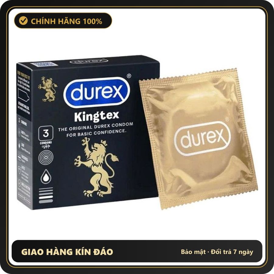 (Che Tên) Bao cao su Durex Kingtex chính hãng, ôm sát, size 49mm, cảm giác chân thật - Hôp 3c ( Full VAT + tem phụ ) Giao Nhanh Toàn Quốc