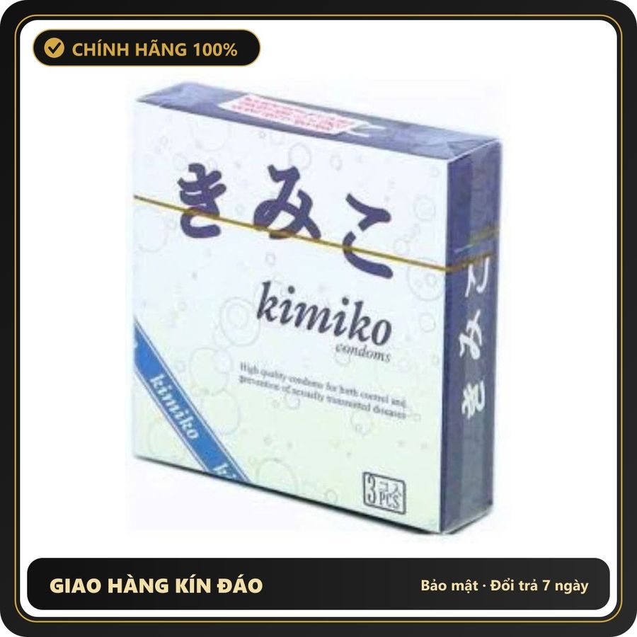 (Che Tên) Bao cao su Kimico thương hiệu Nhật Bản trơn, siêu mỏng mang lại cảm giác chân thật - Hộp 3 bao Hỗ Trợ 24/7
