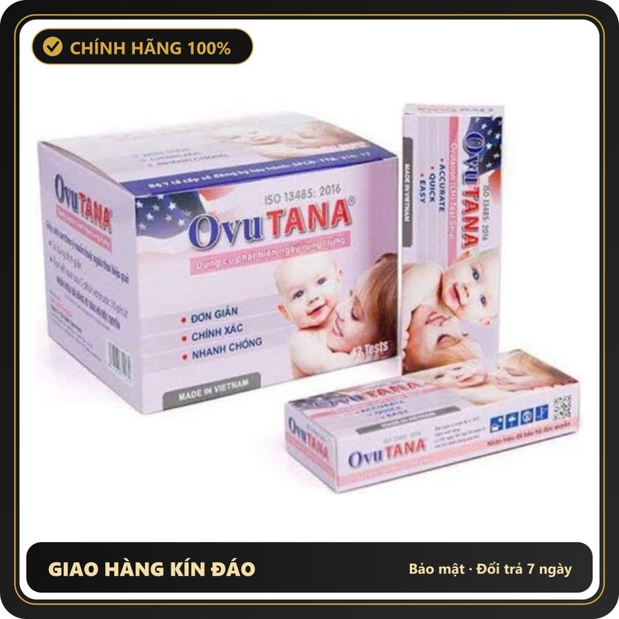 (Che Tên) Hộp 12 Que canh rụng trứng OVUTANA, test thử trứng Ovu tana nhanh, tìm thời điểm trứng rụng Để chuẩn bị mang thai Hộp Trắng Kín