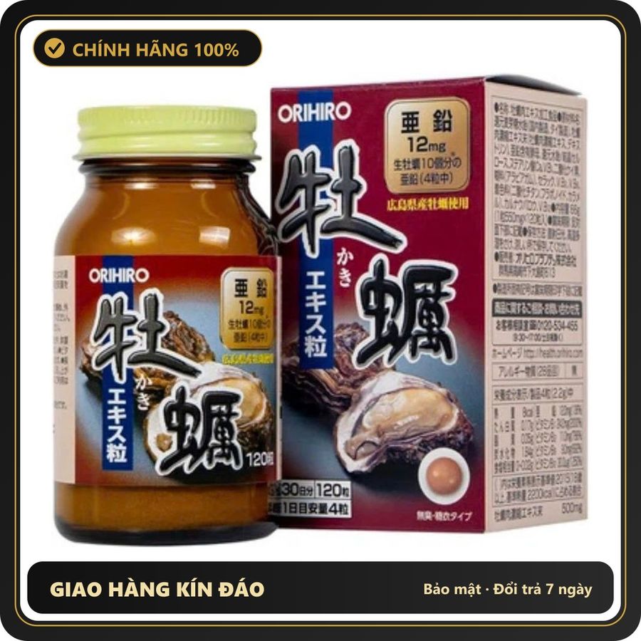 (Che Tên) Viên uống tinh chất hàu tươi Orihiro New Oyster Extract Nhật Bản 120 viên ( Full VAT + tem phụ ) - Hàng Mới Về