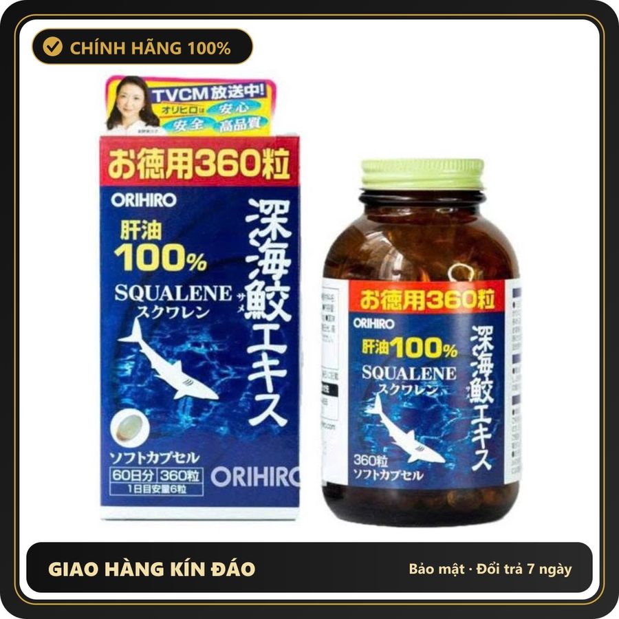 (Che Tên) Sụn vi cá Orihiro Squalene Nhật Bản chính hãng giúp hỗ trợ xương khớp - lọ 360 viên Bảo Mật Tuyệt Đối