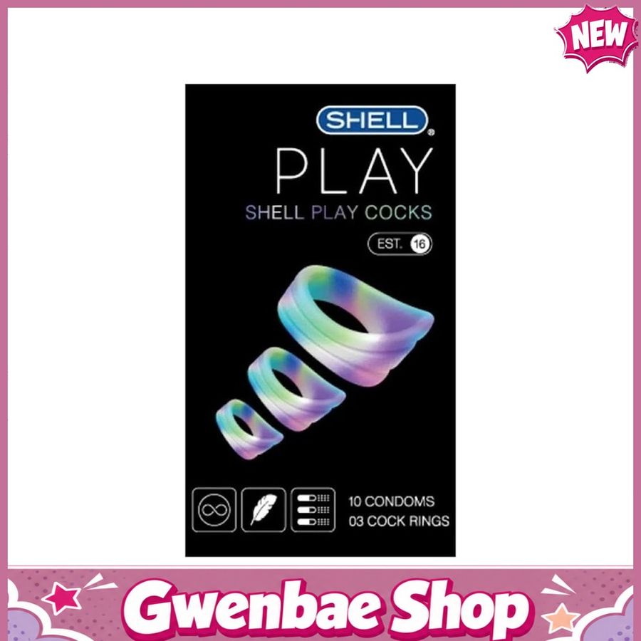 Bao cao su Shell Play Cocks 6 tính năng - Hộp 10 cái + 3 vòng đeo kéo dài thời gian - Gwen Shop Chính Hãng