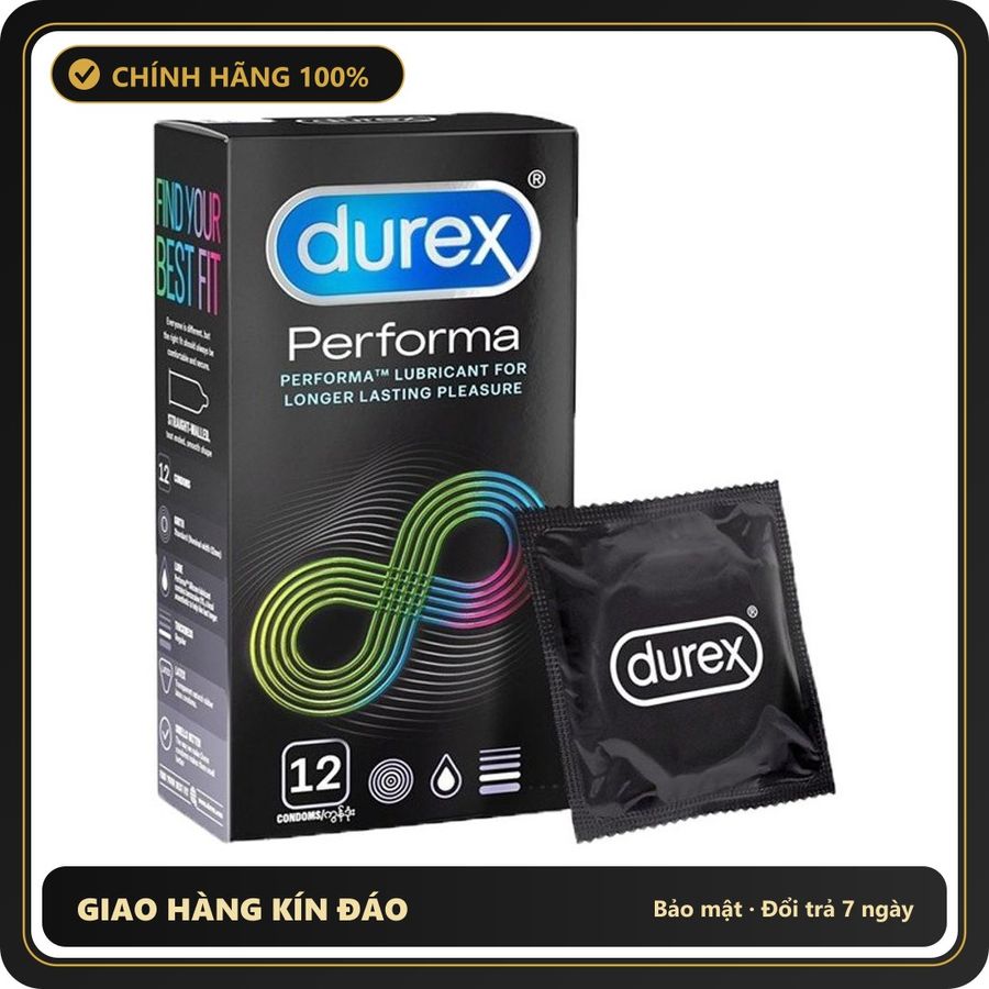 (Che Tên) Bao Cao Su Durex Perfoma Siêu Mỏng Chính Hãng Kéo Dài Thời Gian Hộp 12 Cái - Hàng Mới Về