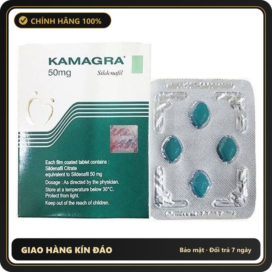(Che Tên) Hộp 4 Viên Xanh KAMA Ấn - Hỗ Trợ Sức Khỏe Nam Giới - Sản Phẩm 100mg An Toàn và Hiệu Quả Hộp Trắng Kín