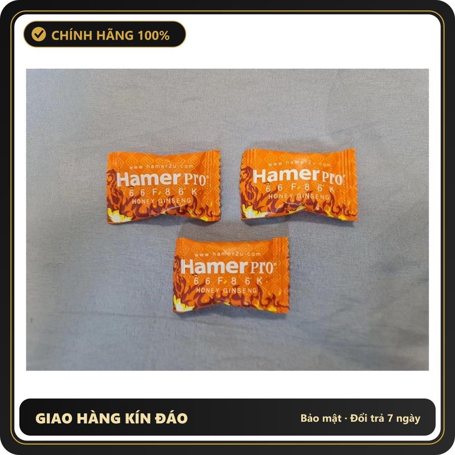 (Che Tên) Kẹo Ngậm Mật Ong Hamerpro Cao Cấp - Kẹo Chất Lượng Giúp Cải Thiện Sức Khỏe, Nhân Sâm Nguyên Chất, 3 Viên Pha Trộn Hương Vị Thơm Ngon Chuẩn Auth