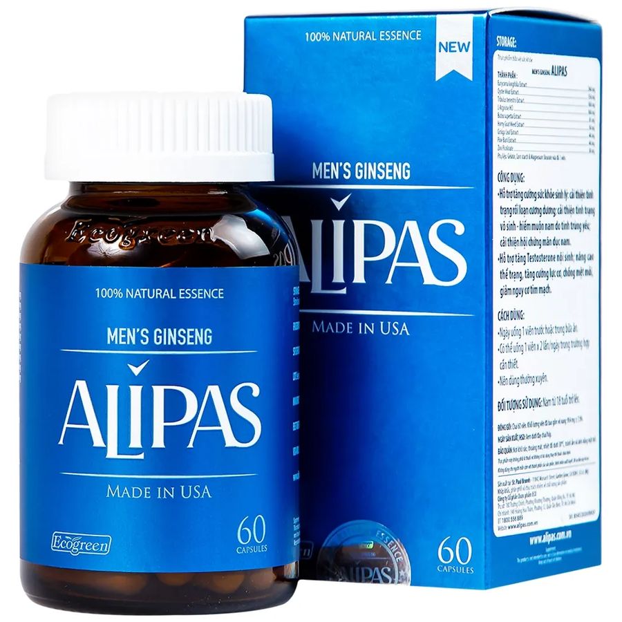 Hàng Chuẩn Nhập Khẩu - Viên Hỗ Trợ tăng cường sinh lý nam Men's Ginseng Alipas hộp 1 lọ 60 viên