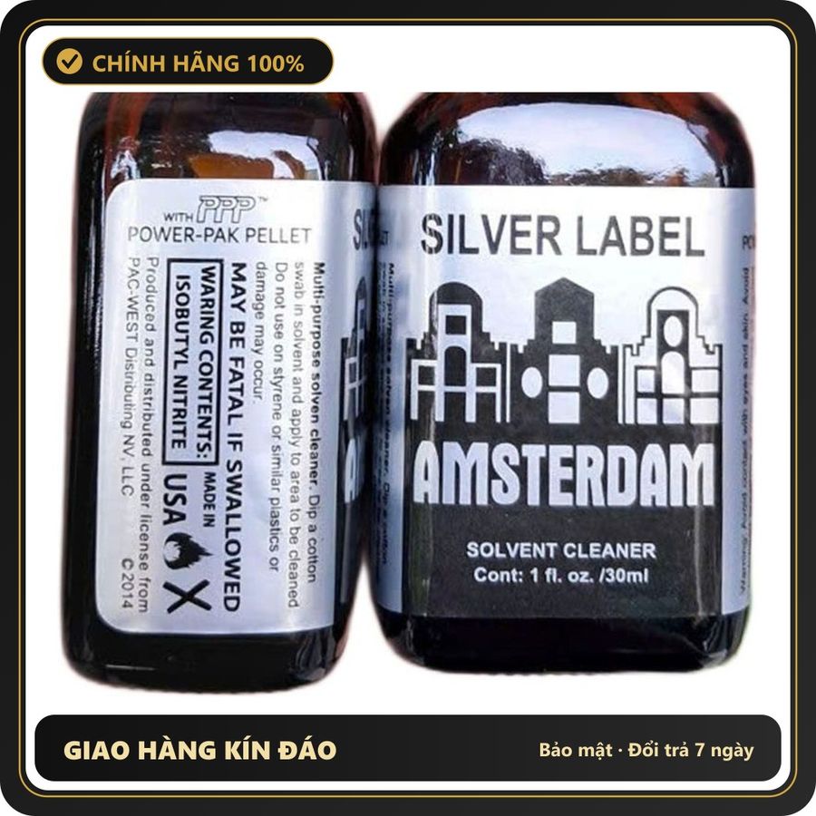 Chai hít tăng khoái cảm Popper SILVER LABEL 30ml Nhathuocsuckhoe.com Popper 30ml USA, Hàng Chính Hãng, Cực Mạnh, Phê Tận Mây Xanh