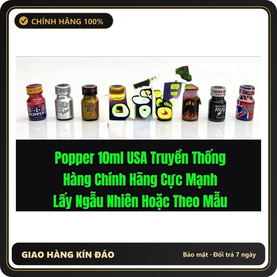 Chai hít tăng khoái cảm Popper AmsterdamSingle Ice PlusGold RushNeyerEn 10ml Sale 50% Popper truyền thống, hàng chính hãng 10ml USA, Dòng Cao Cấp, Cực