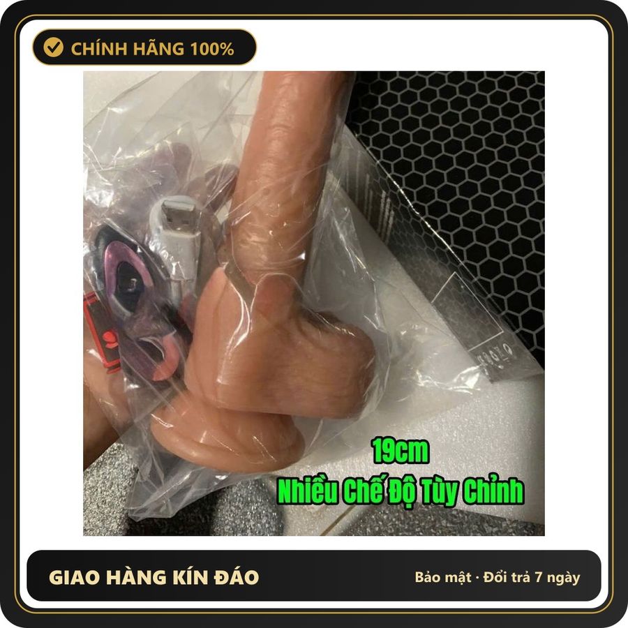 Đồ chơi người lớn Hàng Chính Hãng Dương vật giả 19cm, Điều Khiển Nhiều Chức năng, Bao Sướng