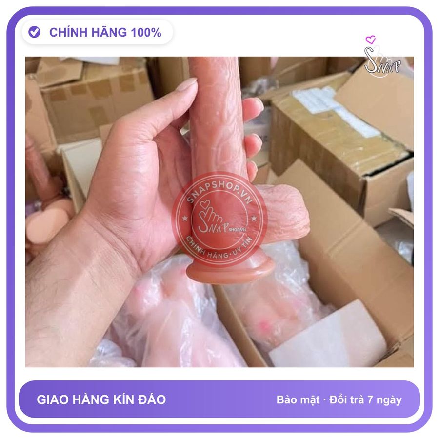 Hàng Chính Hãng che tên sản phẩm bảo mật kín đáo Dương Vật Cầm Tay, Đế Hít Chân Không, 19cm, Silicon Cao Cấp Giống Như Thật