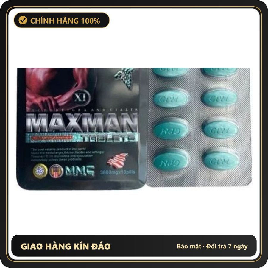 Viên uống hỗ trợ sinh lý nam MAXMAN Hàng Chính Hãng Mỹ Viên uống tăng cường sinh lý cho nam giới, giúp cương cứng, kéo dài thời gian quan hệ, ko tác d