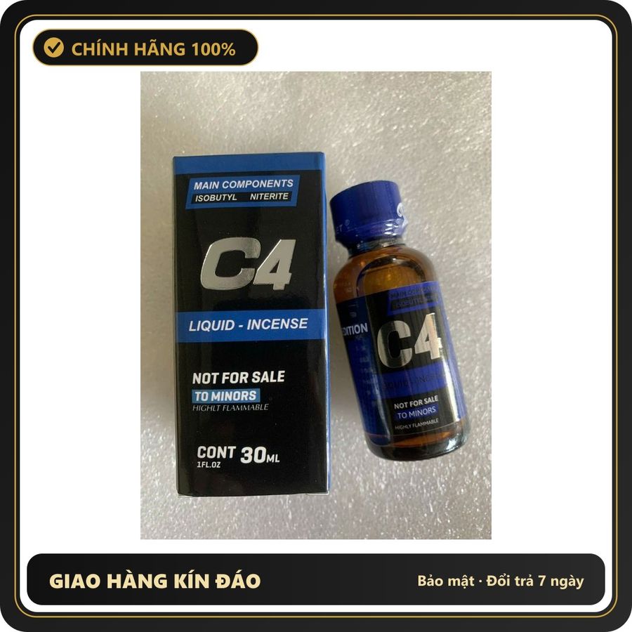 Chai hít tăng khoái cảm Popper C4 30ml Sale Mẫu Popper C4 30ml Hãng USA, Dòng Mạnh, Phê Lâu, Không Nhức Đầu, Không Bỏng Mũi, che tên sản phẩm bảo mật