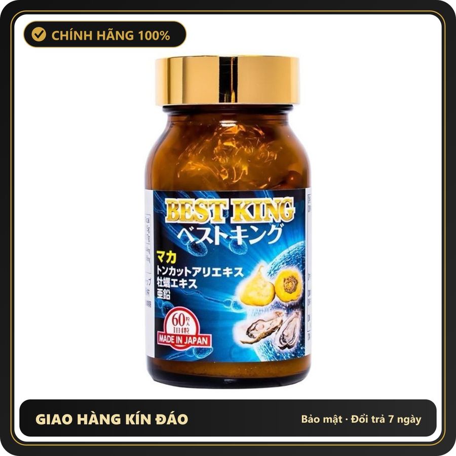 (Che Tên) Viên uống Best King Jpanwell hỗ trợ tăng cường sinh lý và khả năng sinh sản ở nam giới ( 60 viên ) Chuẩn Auth