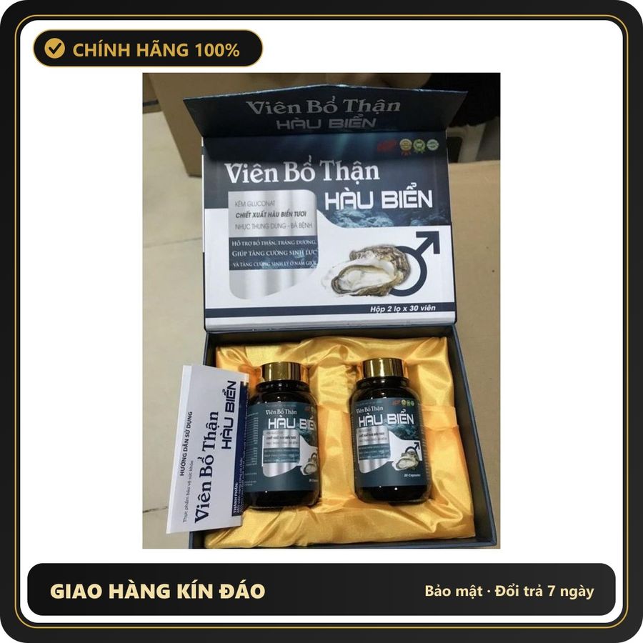 (Che Tên) (Giá tốt, hiệu quả) Viên bổ thận hàu biển- Tinh chất Hàu Biển - Tăng cường chức năng sinh lý nam ( Hộp 2 lọ x 30 viên) - Hàng Mới Về