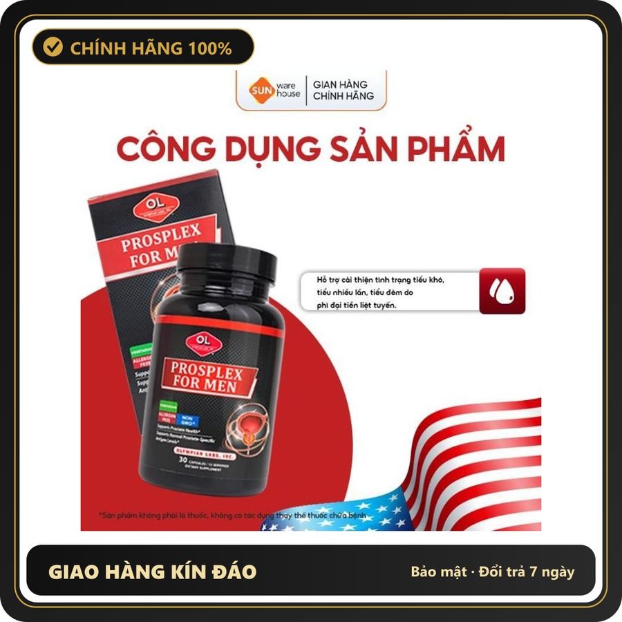 (Che Tên) [Date T4.2027] Viên uống hỗ trợ tiền liệt tuyến Olympian Labs Prosplex For Men tăng cường sinh lý nam - Hộp 30 viên Chuẩn Auth
