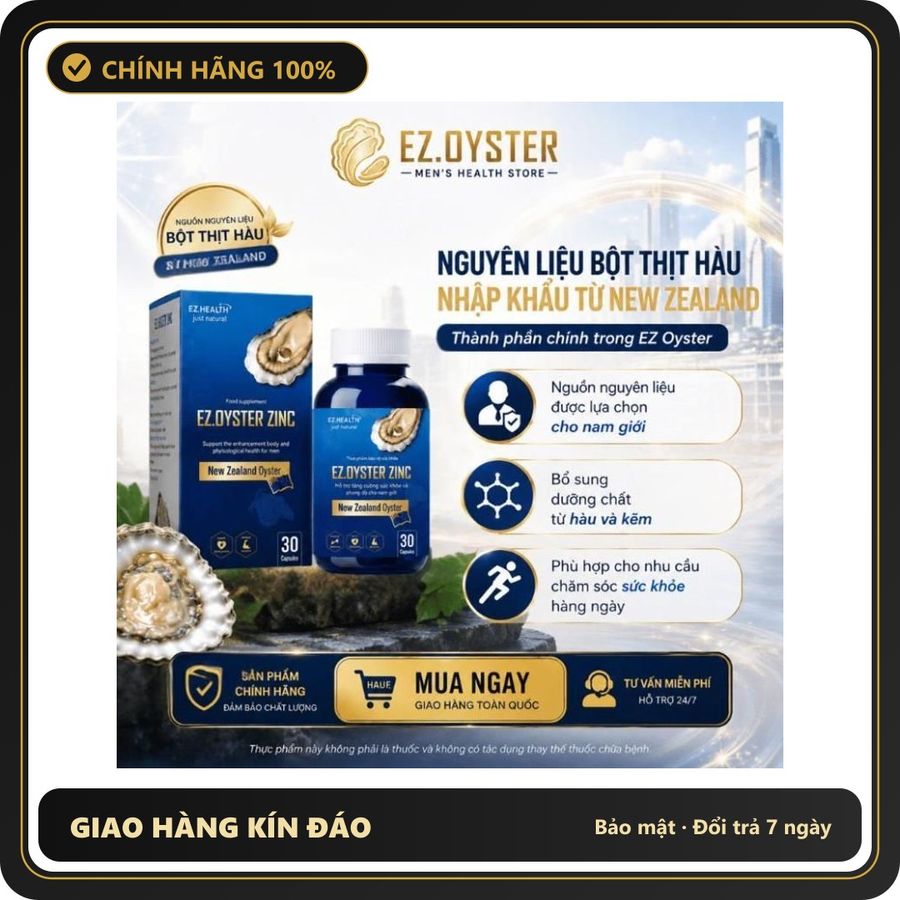 (Che Tên) Tinh Chất Thịt Hàu Biển EZ.Oyster New Zealand Tăng Cường Sinh Lý Nam, Hỗ Trợ Sức Khỏe Nam Giới Hỗ Trợ 24/7