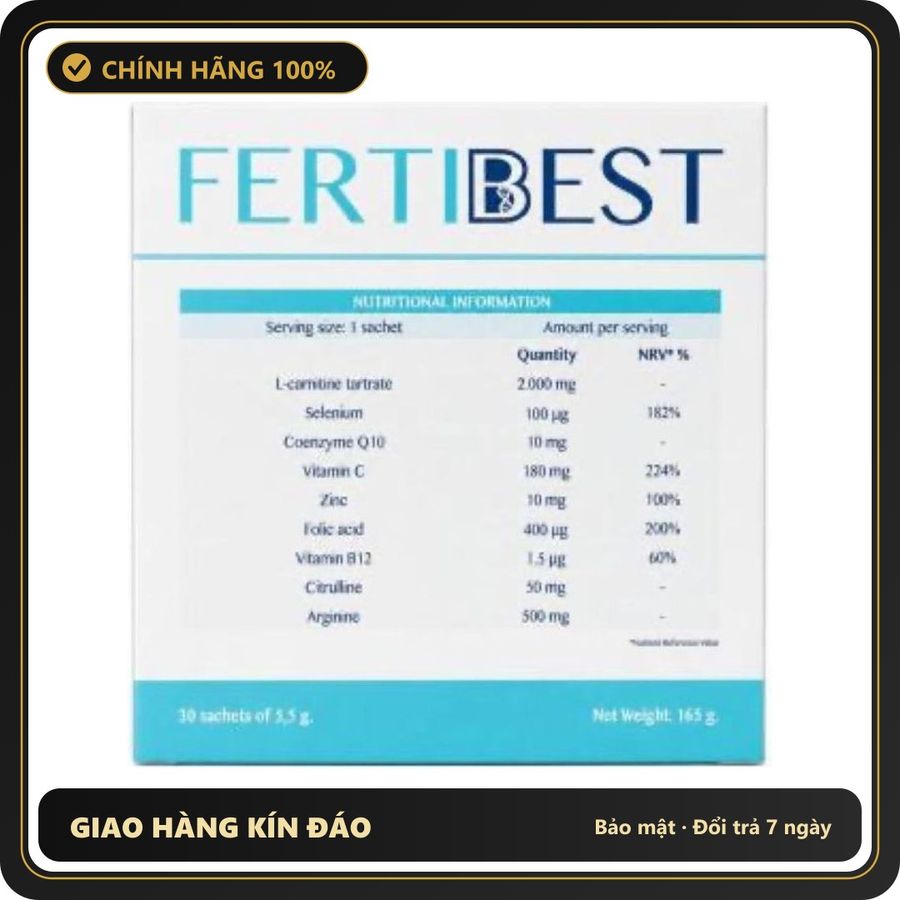 (Che Tên) Fertibest Hộp 30 Gói, Bổ Tinh Trùng, Hỗ Trợ Sức Khoẻ Và Sinh Lý Nam Giới, Tăng Thụ Thai Cao Cấp Bảo Đảm
