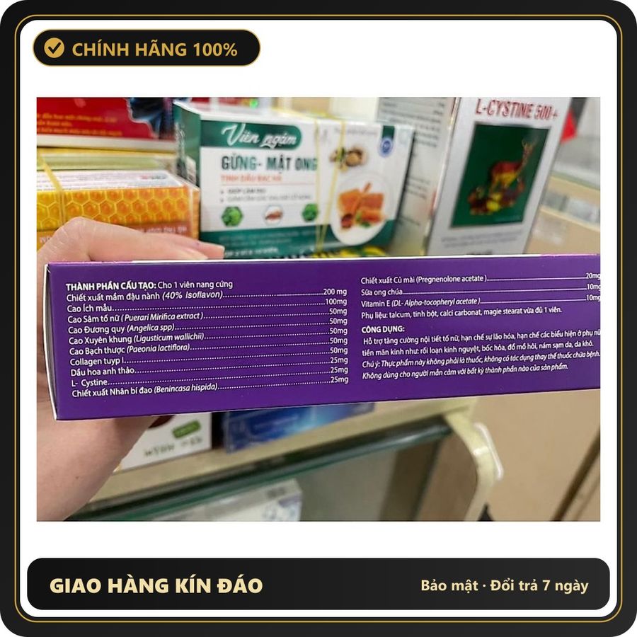 (Che Tên) Viên uống Sâm ngọc nữ tăng nội tiết nữ,giảm nám sạm da,tăng cường sinh lí nữ Chuẩn Auth