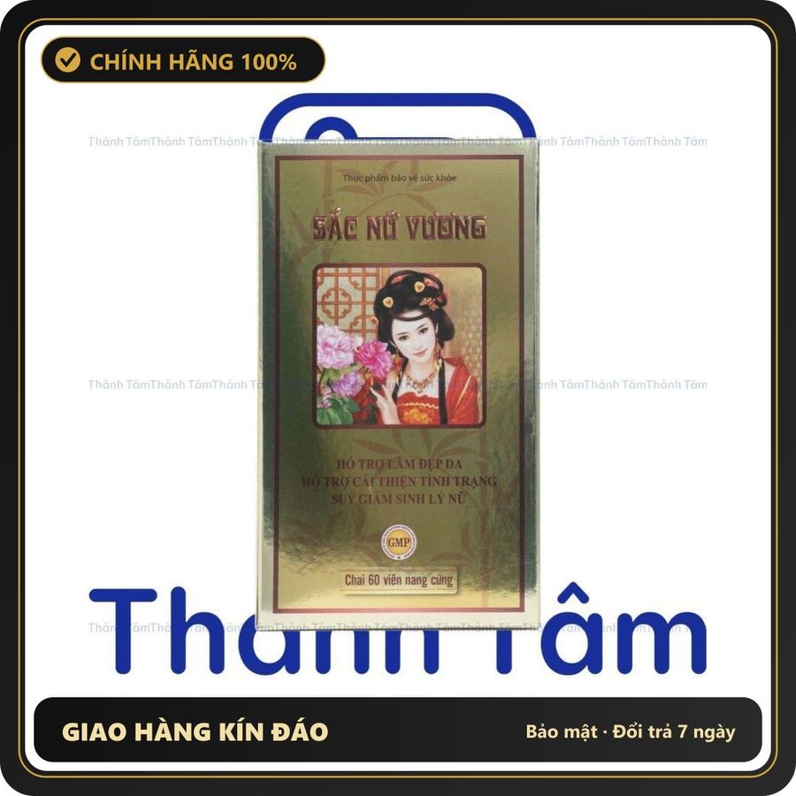 (Che Tên) Viên uống SẮC NỮ VƯƠNG cải thiện tình trạng suy giảm sinh lý nữ do suy giảm nội tiết tố - Hộp 60 viên Cao Cấp Bảo Đảm