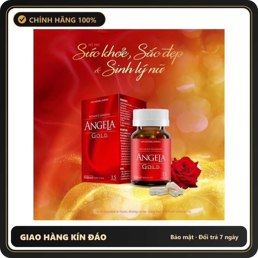 (Che Tên) Viên Uống ANGELA GOLD Hỗ Trợ Sức Khỏe, Nội Tiết Tố, Đẹp Da Và Sinh Lý Nữ Chính Hãng Từ Mỹ Chuẩn Auth