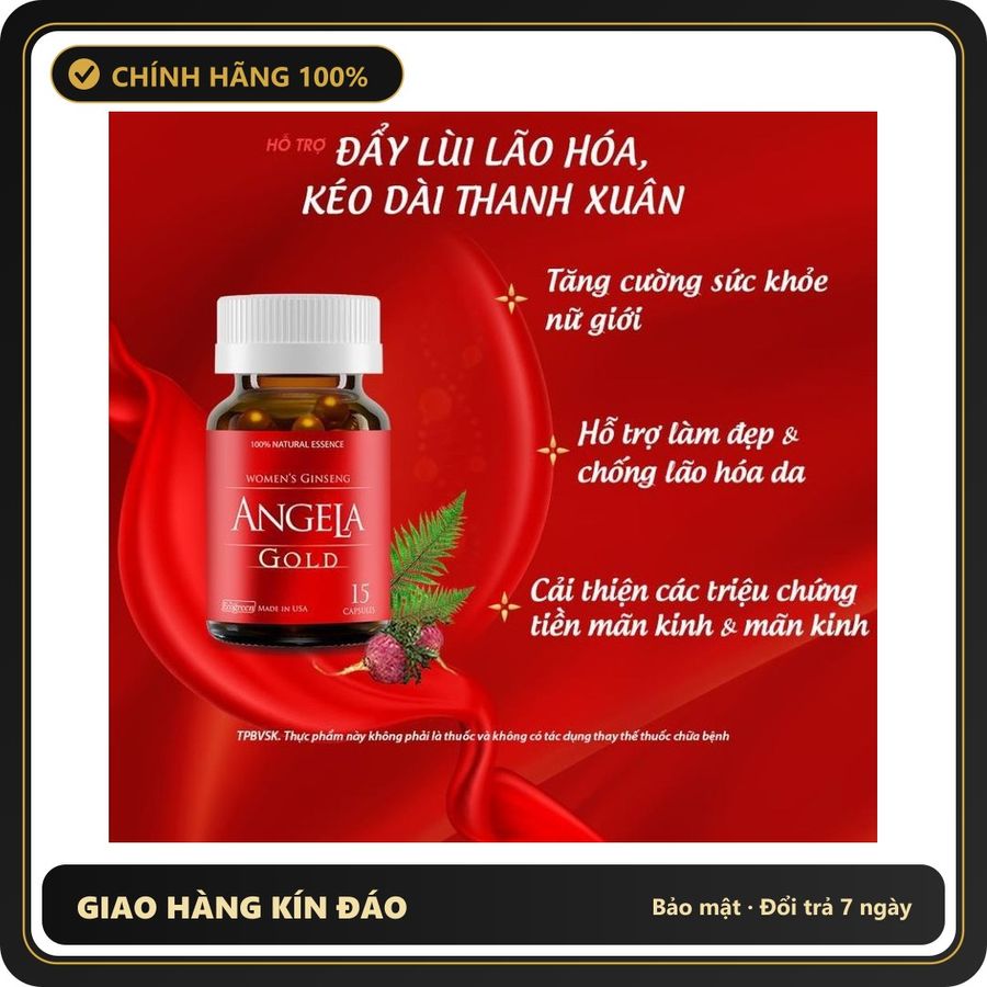 (Che Tên) [LIVE] Combo 2 Hộp 60v Tặng Angela 15v - Viên Uống Angela Gold Hỗ Trợ Sắc Đẹp, Sinh Lý Nữ Và Sức Khỏe Hỗ Trợ 24/7