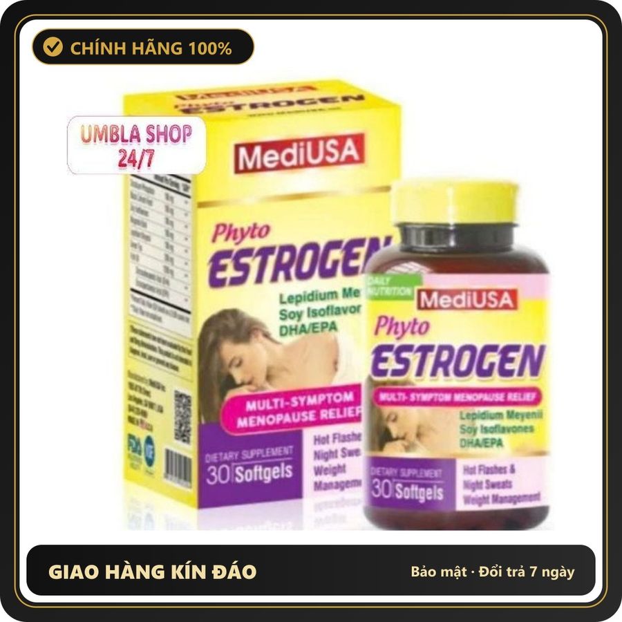 (Che Tên) MediUSA Phyto Estrogen ( HỘP 30 viên ) Cải thiện nội tiết tố nữ, sinh lý nữ.Giảm biểu hiện khó chịu Cao Cấp Bảo Đảm